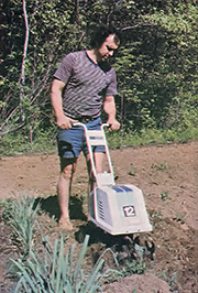 Richard Pratt uses a 12-volt Sears electric rototiller (unfortunately, this model has been discontinued) when he cultivates his garden.